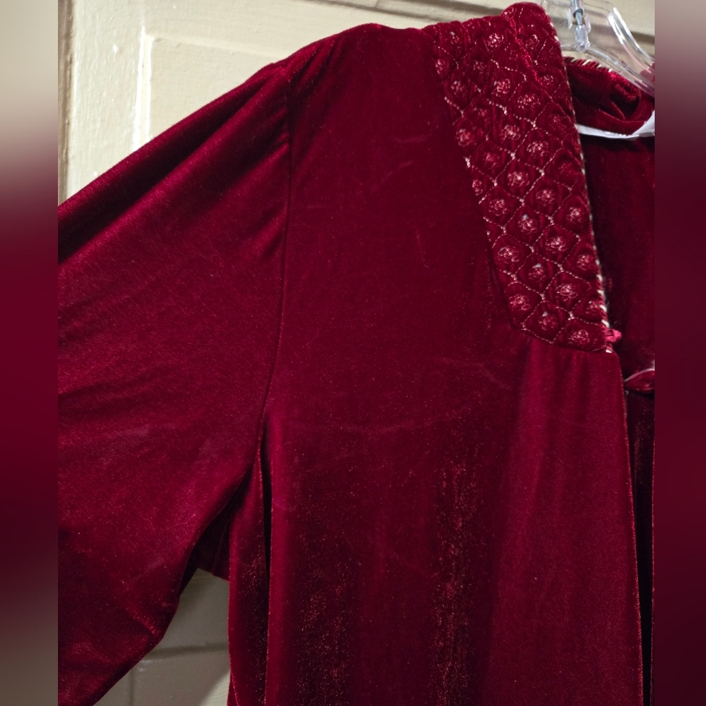 Adonna Velvet Zip Front Christmas Red Embroidered Robe Night Dress Size: L - Picture 3 of 9